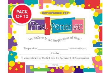 First Penance Certificate Package of 10