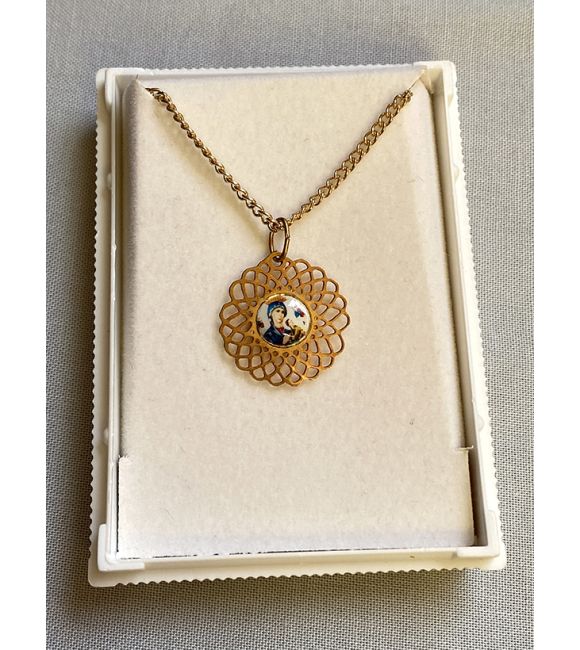 Our Mother of Perpetual Help Round Open Gold Necklace