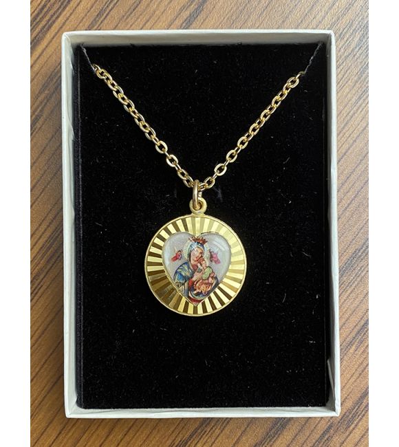 Our Mother of Perpetual Help Necklace with Heart-Shaped Inset