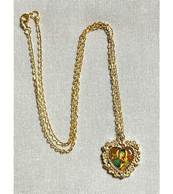 Our Mother of Perpetual Help Heart-Shaped Necklace